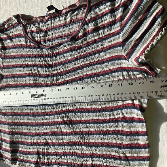 American Eagle Women’s Short Sleeve Screw Neck Crop Top size XL, Red & Gray - Picture 3 of 7